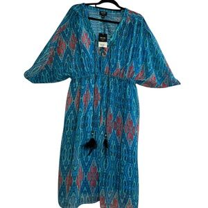 Nicole Miller Aztec Print Dress Dolman Sleeves 20W New
